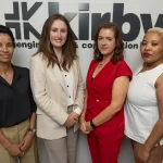 Pictured at the company’s South Africa base are (l-r): Cape Town Office Manager Shamiela Solomons, Bursary recipient and student at Stellenbosch University Emma Prestage, Group Electrical Engineering Manager Amy Lane and Mechanical Engineer Sinoxolo Racaza.