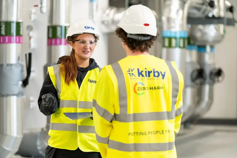 Female electrical apprentice Sarah Mannion on site