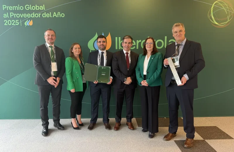 Gerry pictured centre holding the certificate presented to Kirby by Iberdrola.