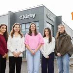 Pictured outside Kirby’s headquarters in Limerick are (l-r) bursary recipients Emilia Hildebrand, Sarah Coyle, Caoimhe Flynn, Meadhbh Hurley and Aisling Costelloe. Photo: Alan Place